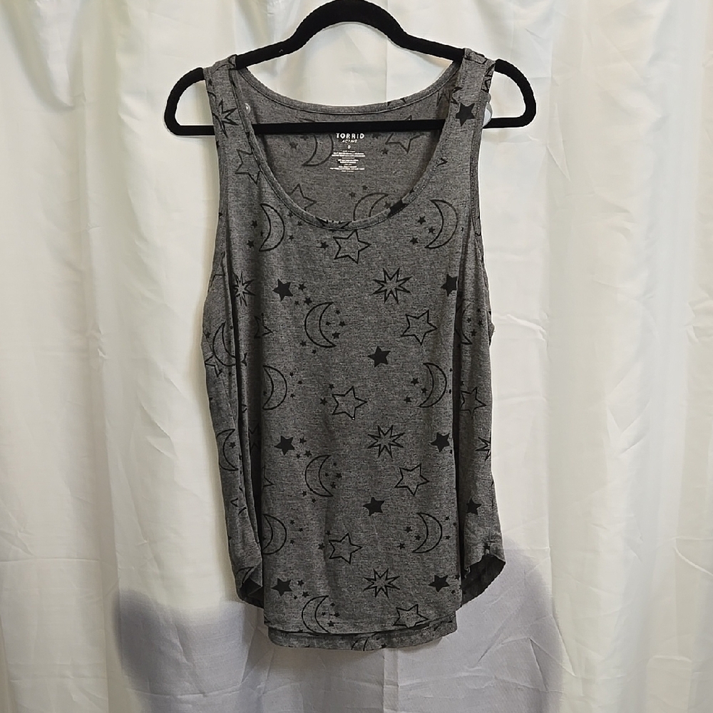 Gray Star and Moon Print Tank Top